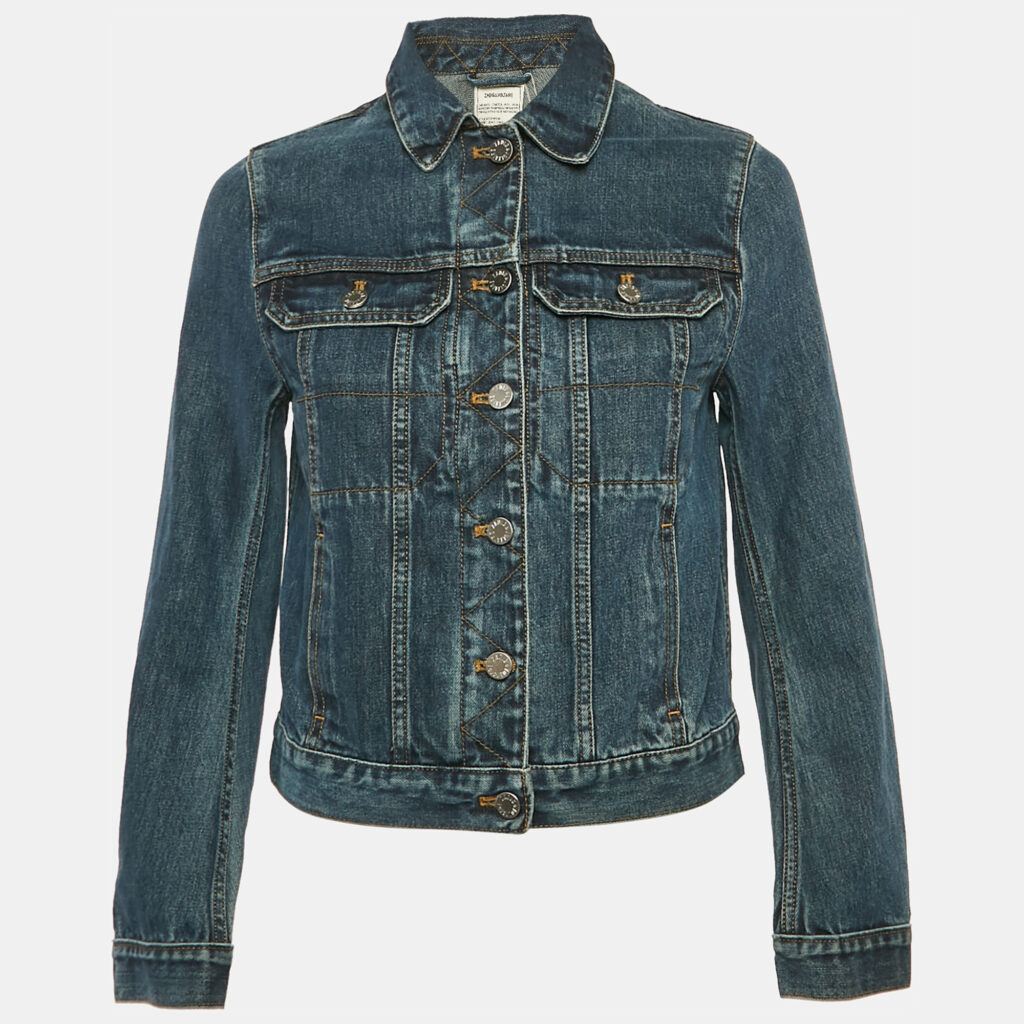 Zadig & Voltaire Blue Denim Button Front Kioky Art Jacket M Zadig & Voltaire Blue Denim Button Front Kioky Art Jacket M