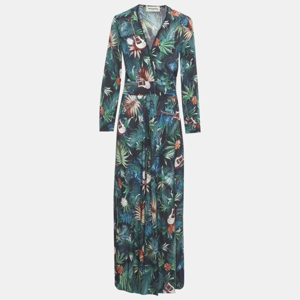 Zadig & Voltaire Green Jungle Print Crepe Roumi Long Dress XS Zadig & Voltaire Green Jungle Print Crepe Roumi Long Dress XS