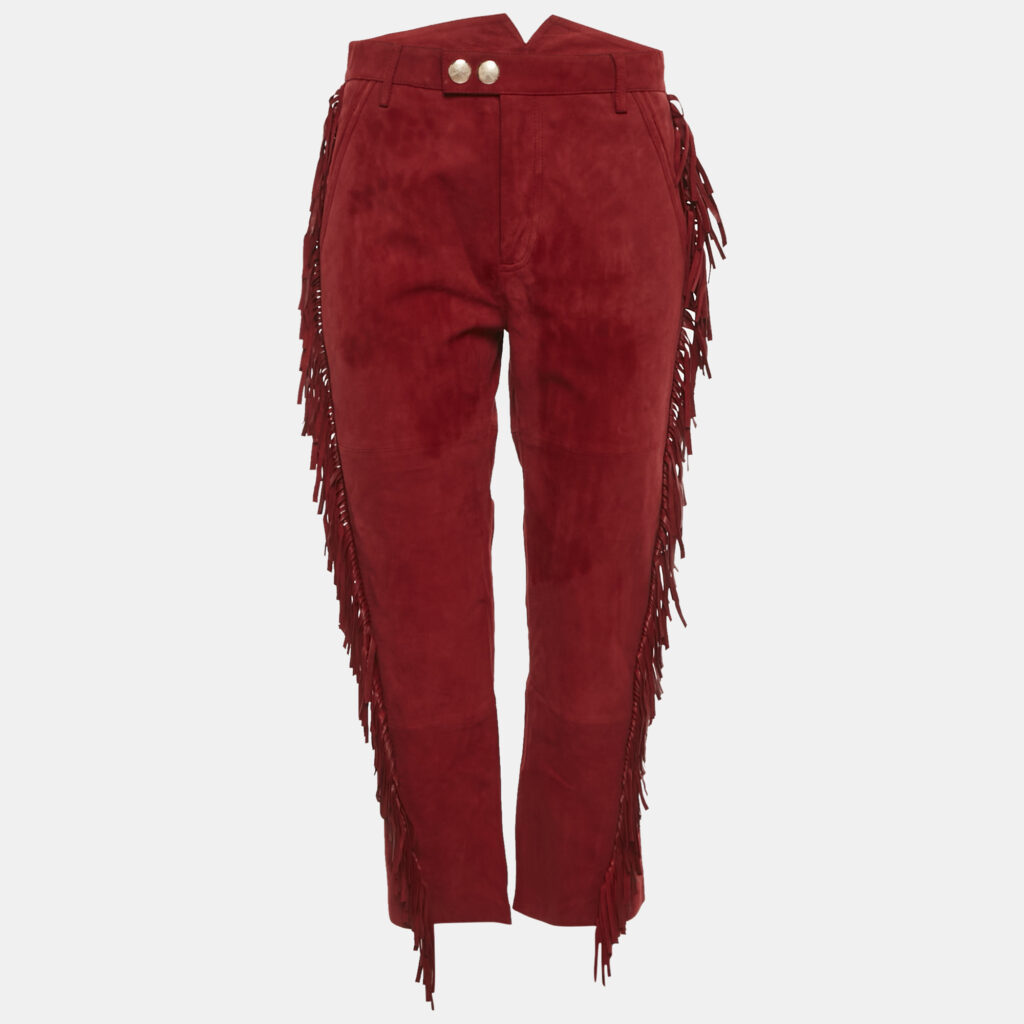 luxury-women-zadig-and-voltaire-new-clothes-p1226445-003.jpg Zadig & Voltaire Red Suede Fringed Play Frange Trousers S