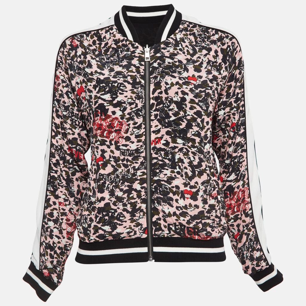 Zadig & Voltaire Pink/Black Printed Crepe Reversible Billy Leo Jacket S Zadig & Voltaire Pink/Black Printed Crepe Reversible Billy Leo Jacket S