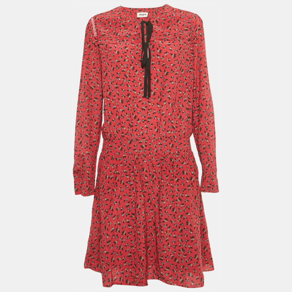 luxury-women-zadig-and-voltaire-new-clothes-p1230765-003-1.jpg Zadig & Voltaire Red Floral Print Crepe Remus Liberty Mini Dress L