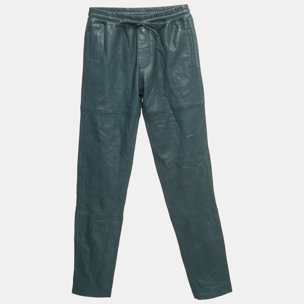 Zadig & Voltaire DeluxeTeal Blue Genuine Leather Parone Pants S Zadig & Voltaire DeluxeTeal Blue Genuine Leather Parone Pants S