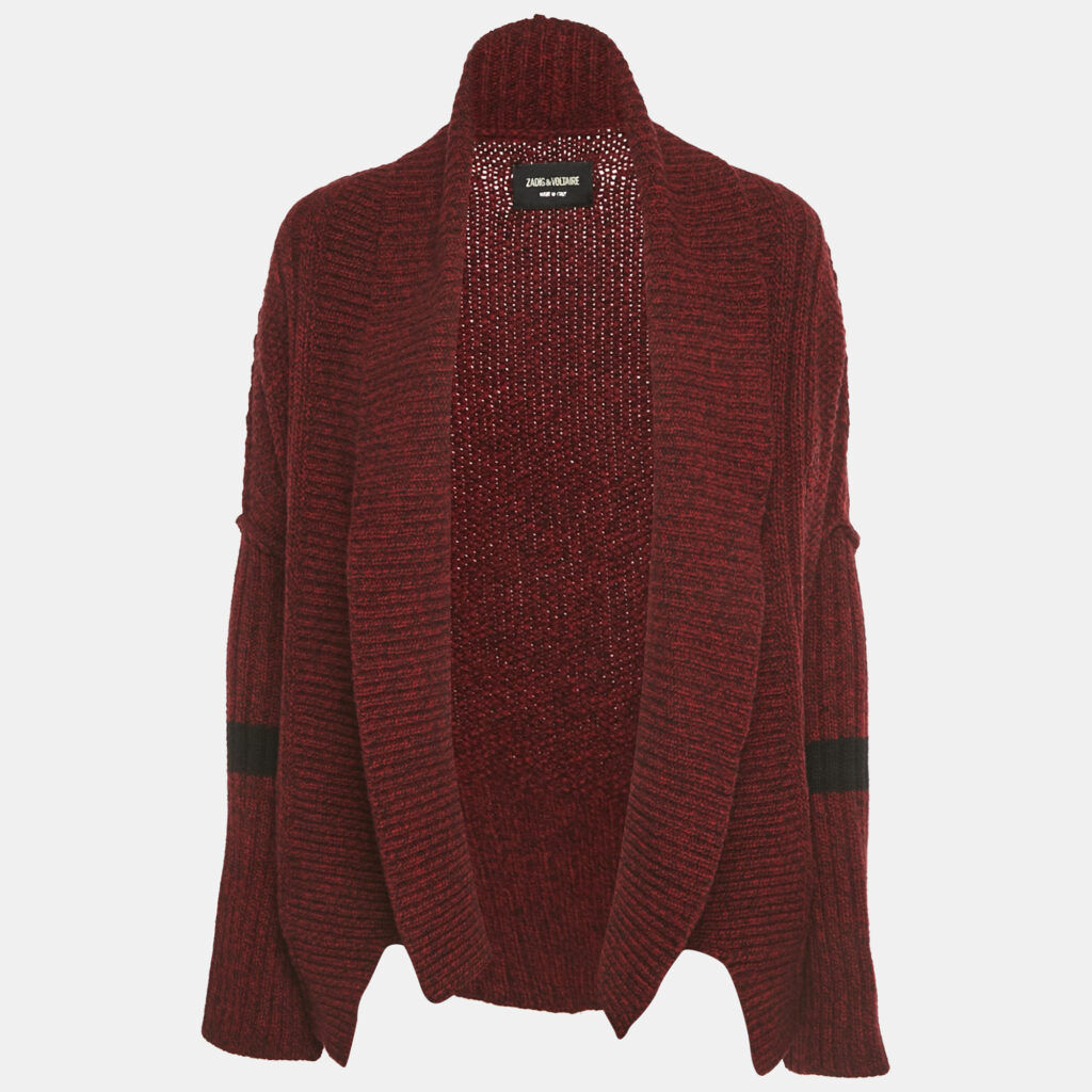 Zadig & Voltaire Burgundy Rib Knit Shawl Collar Mystic Cardigan XS/S Zadig & Voltaire Burgundy Rib Knit Shawl Collar Mystic Cardigan XS/S