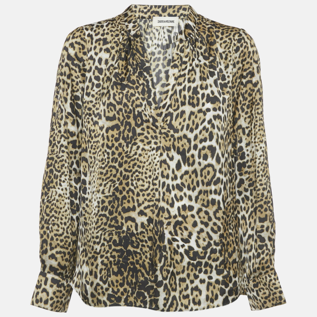 Zadig & Voltaire Brown Tink Leopard Print Satin Blouse M Zadig & Voltaire Brown Tink Leopard Print Satin Blouse M