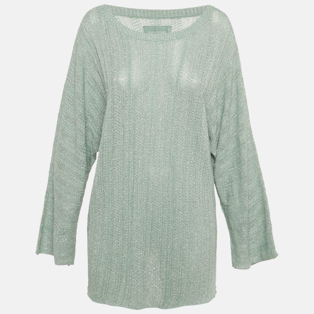 Zadig & Voltaire Mint Green Lurex Knit Sweater L Zadig & Voltaire Mint Green Lurex Knit Sweater L