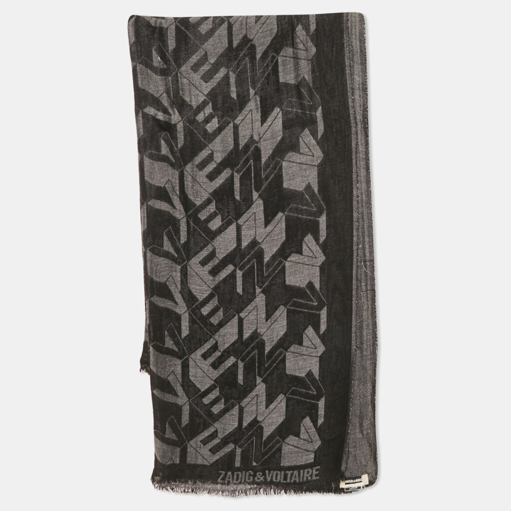 Zadig & Voltaire Monochrome Lettering Cotton Scarf Zadig & Voltaire Monochrome Lettering Cotton Scarf
