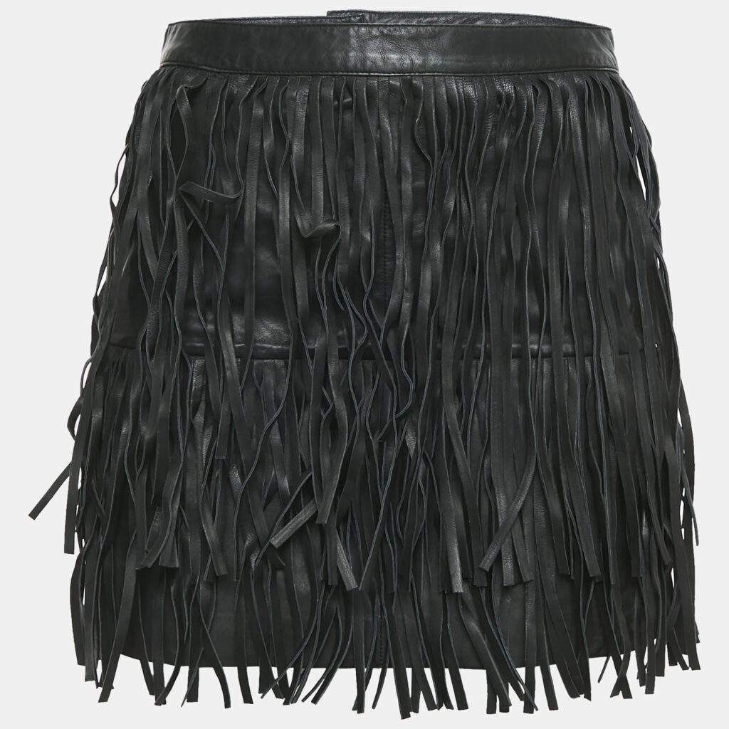 luxury-women-zadig-and-voltaire-used-clothes-p1141749-005-1.jpg Zadig & Voltaire Black Leather Fringed Mini Skirt S