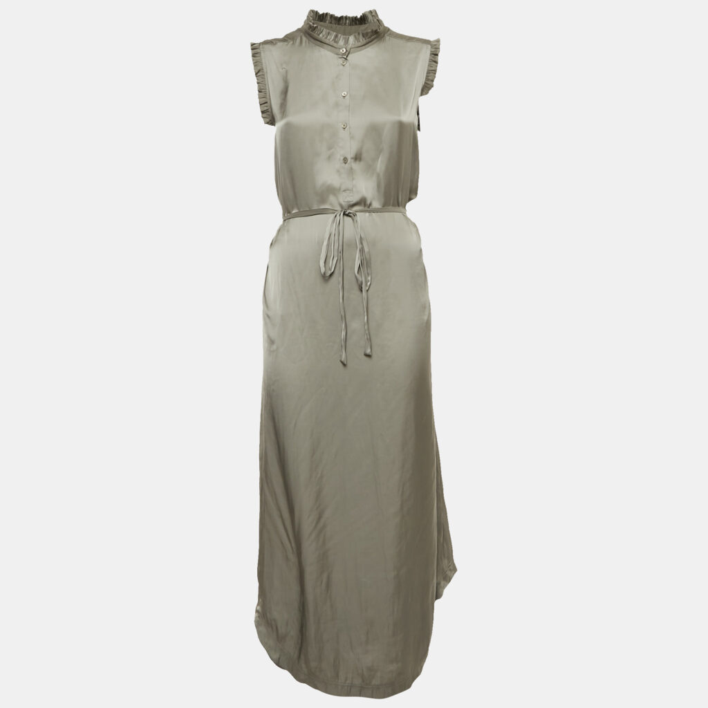 Zadig & Voltaire Grey Satin Belted Raos Maxi Dress S Zadig & Voltaire Grey Satin Belted Raos Maxi Dress S