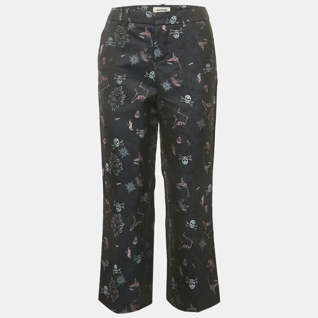 Zadig & Voltaire Navy Blue Tattoo Posh Jacquard Trousers M Zadig & Voltaire Navy Blue Tattoo Posh Jacquard Trousers M