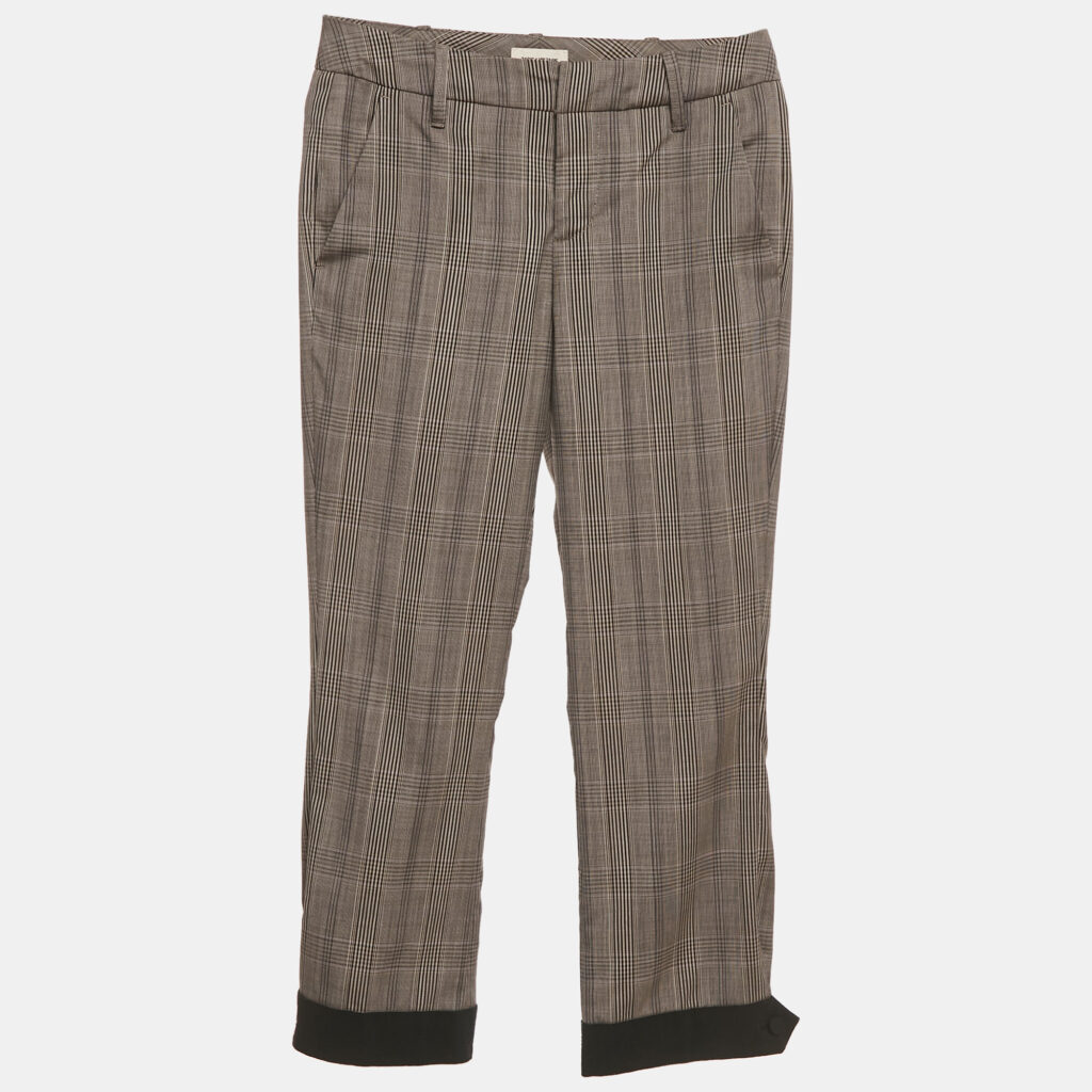 Zadig & Voltaire Brown Prince of Wales Print Wool Trousers S