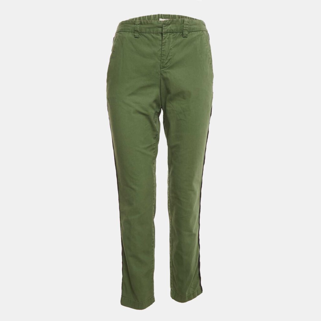 Zadig & Voltaire Olive Green Cotton Side Band Trousers S