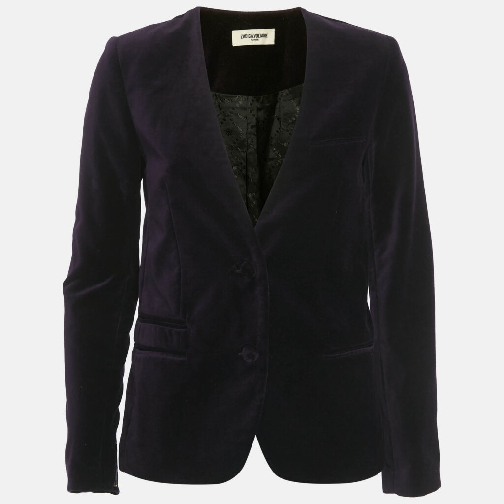 Zadig & Voltaire Purple Embroidered Velvet Vadim Blazer S Zadig & Voltaire Purple Embroidered Velvet Vadim Blazer S