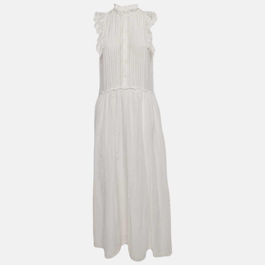 Zadig & Voltaire White Cotton Blend Lace Detail Maxi Dress M Zadig & Voltaire White Cotton Blend Lace Detail Maxi Dress M