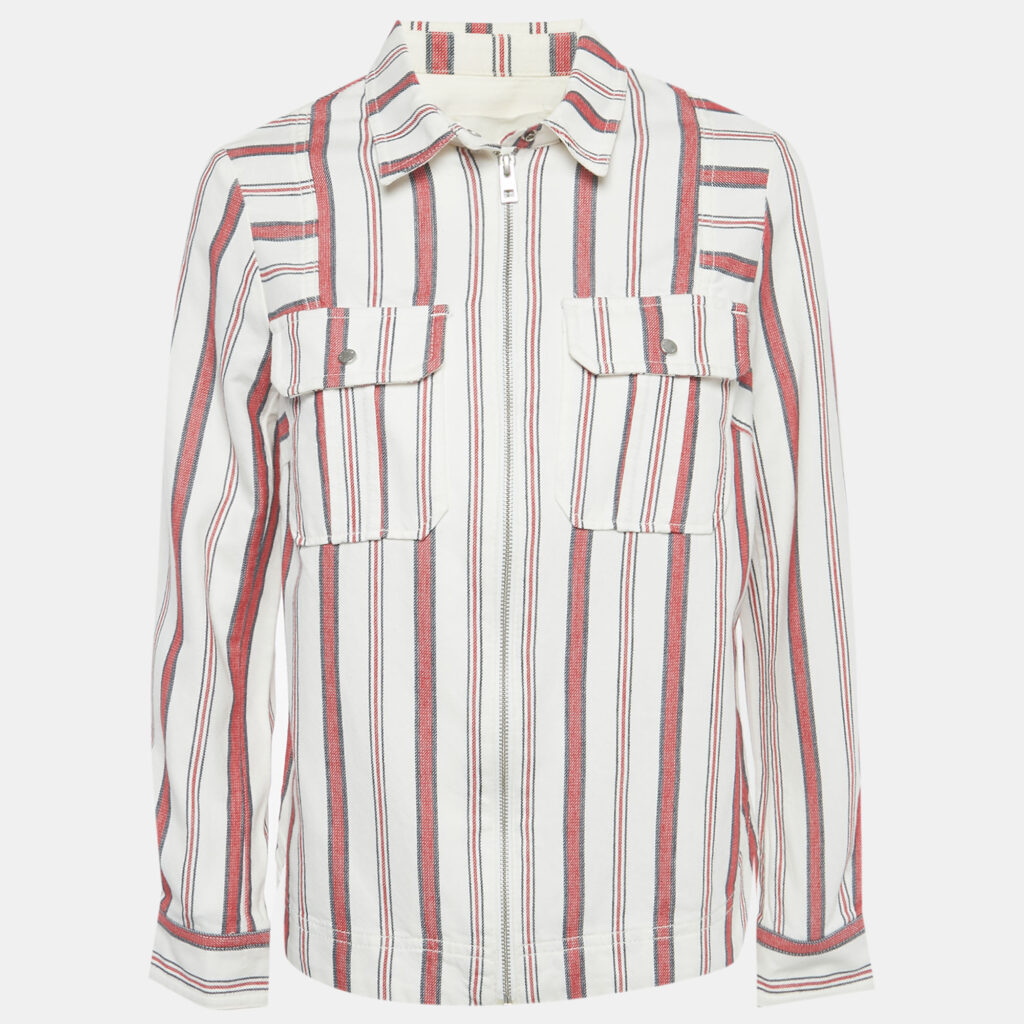 Zadig & Voltaire White Striped Cotton Tach Raye Jacket S Zadig & Voltaire White Striped Cotton Tach Raye Jacket S