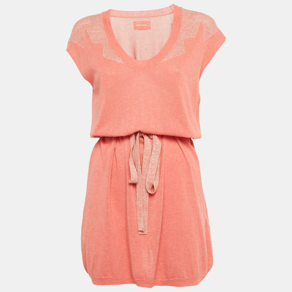 Zadig & Voltaire Candy Pink Lurex Knit Rimo Mini Dress XS