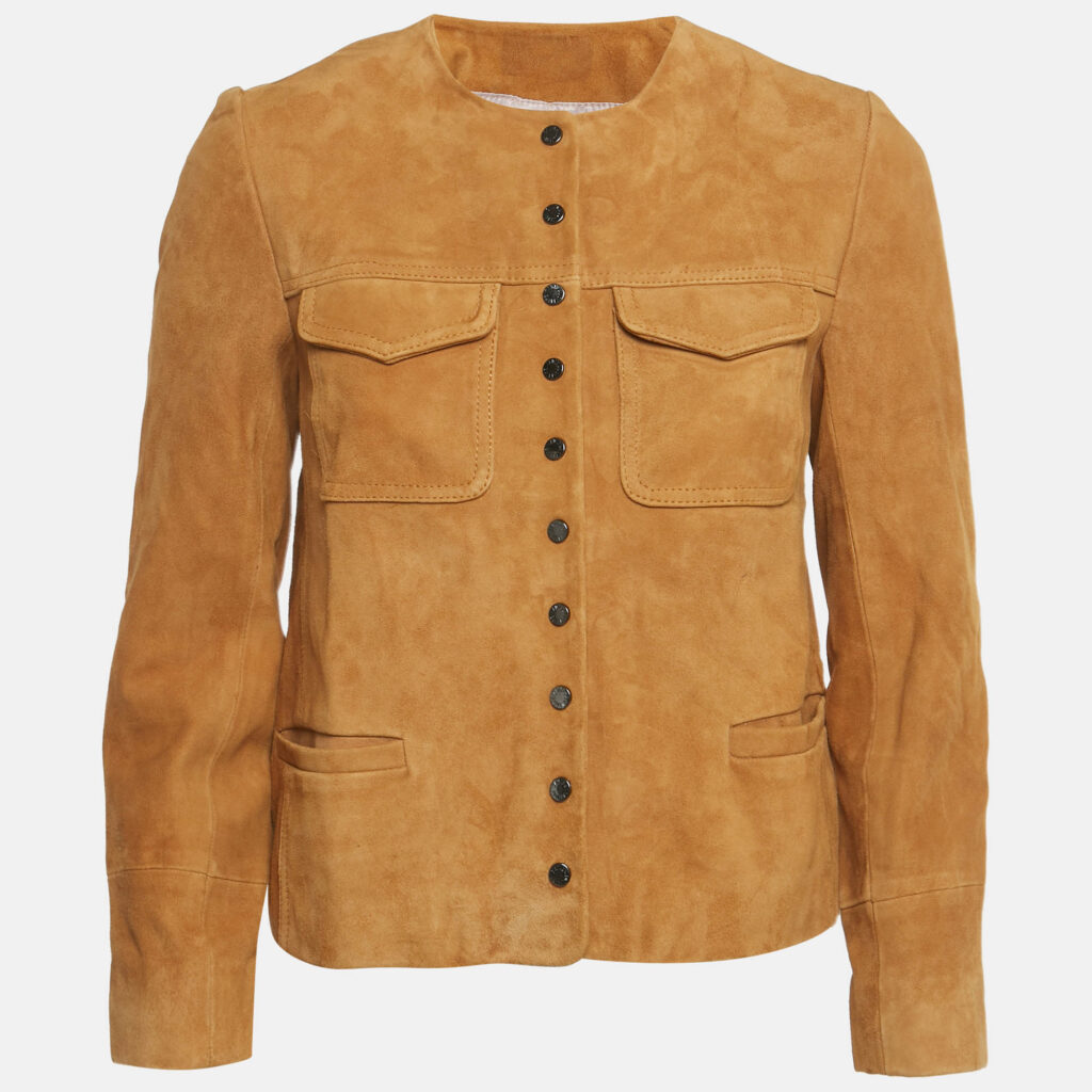 Zadig & Voltaire Brown Suede Round Neck Jacket XS Zadig & Voltaire Brown Suede Round Neck Jacket XS