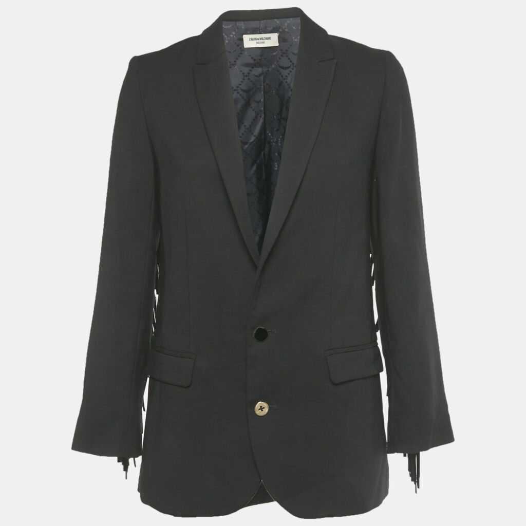 Zadig & Voltaire Deluxe Black Viva Frange Blazer S Zadig & Voltaire Deluxe Black Viva Frange Blazer S