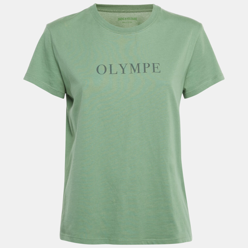 Zadig & Voltaire Green Printed Cotton Zoe Citation T-Shirt S Zadig & Voltaire Green Printed Cotton Zoe Citation T-Shirt S