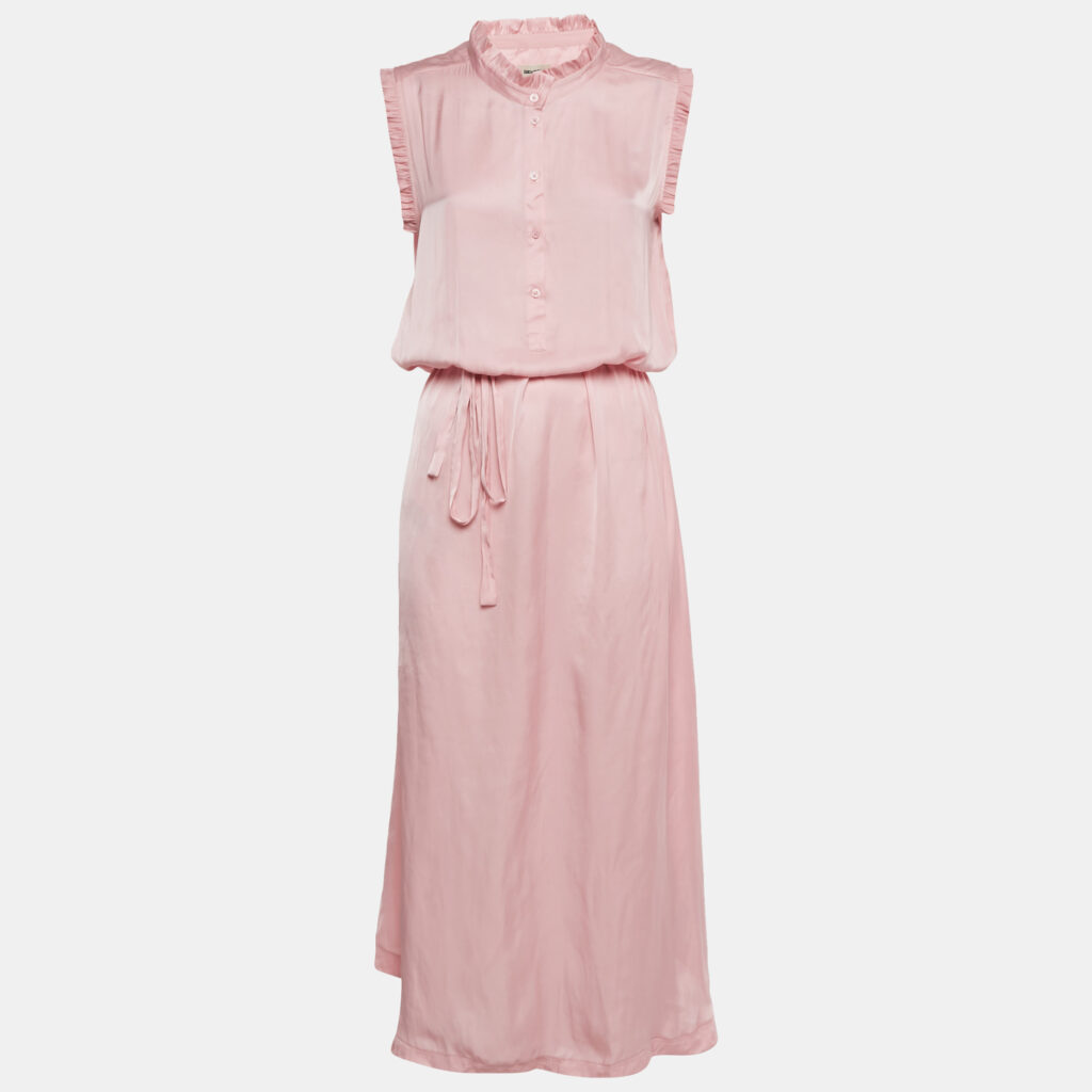 Zadig & Voltaire Pink Satin Belted Raos Midi Dress M Zadig & Voltaire Pink Satin Belted Raos Midi Dress M
