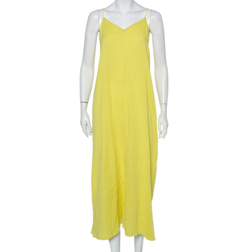 Zadig & Voltaire Yellow Cotton Open Back Ralia Maxi Dress M Zadig & Voltaire Yellow Cotton Open Back Ralia Maxi Dress M