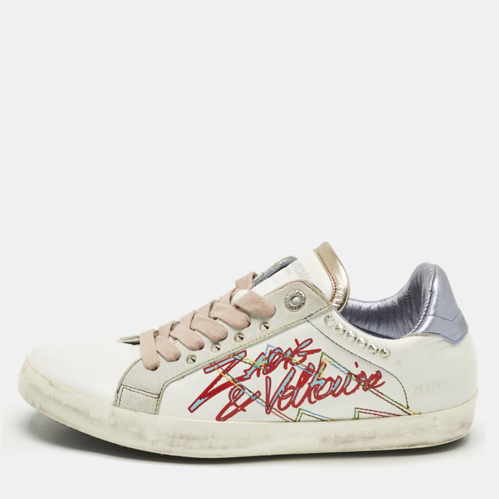 Zadig and Voltaire White Leather Studded Low Top Sneakers Size 39 Zadig and Voltaire White Leather Studded Low Top Sneakers Size 39