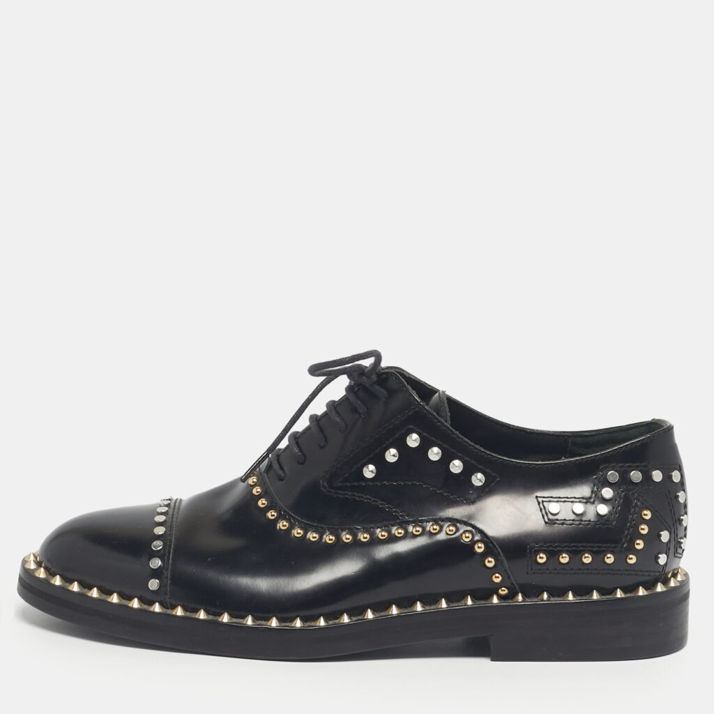 Zadig & Voltaire Black Leather Studded Youth Clous Oxfords Size 36 Zadig & Voltaire Black Leather Studded Youth Clous Oxfords Size 36