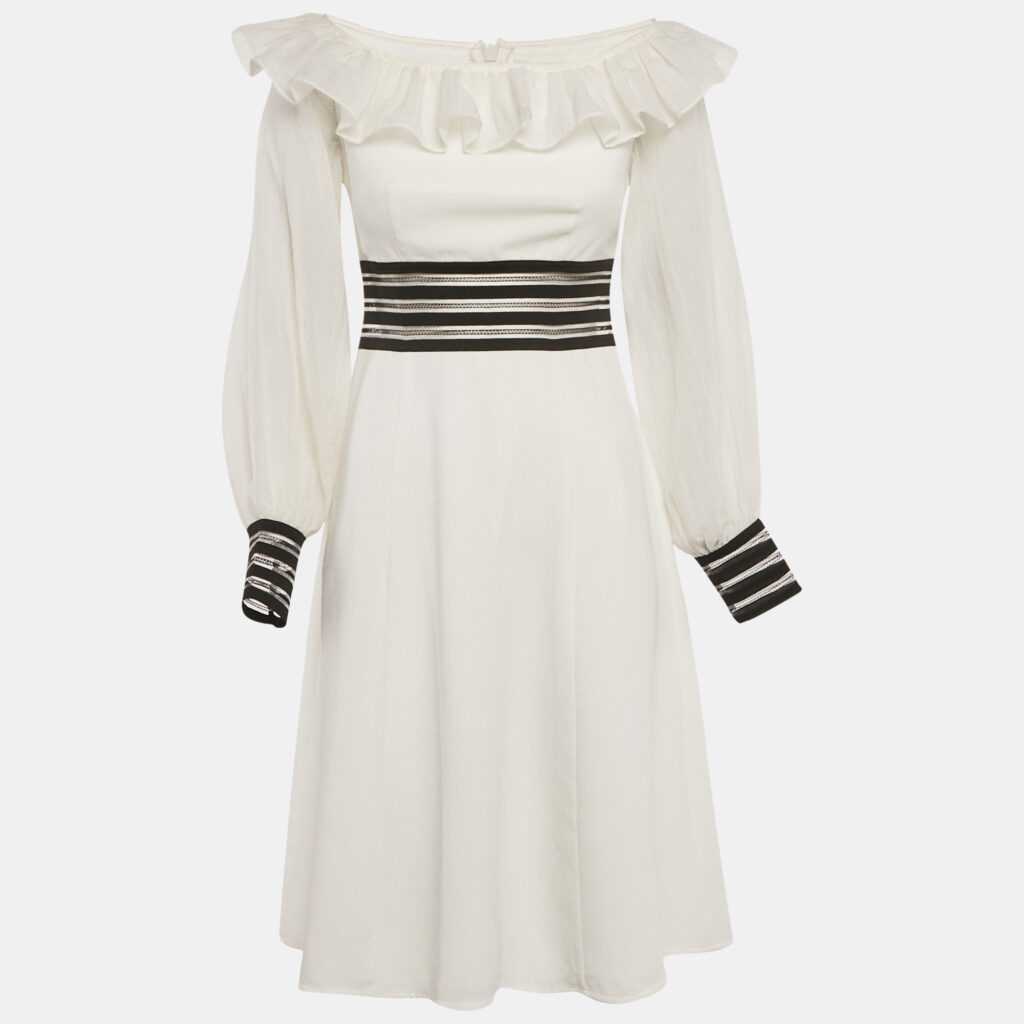 luxury-women-zayan-the-label-used-clothes-p1209685-005.jpg Zayan the Label White Crepe Mesh Detail Sleeve Short Dress S
