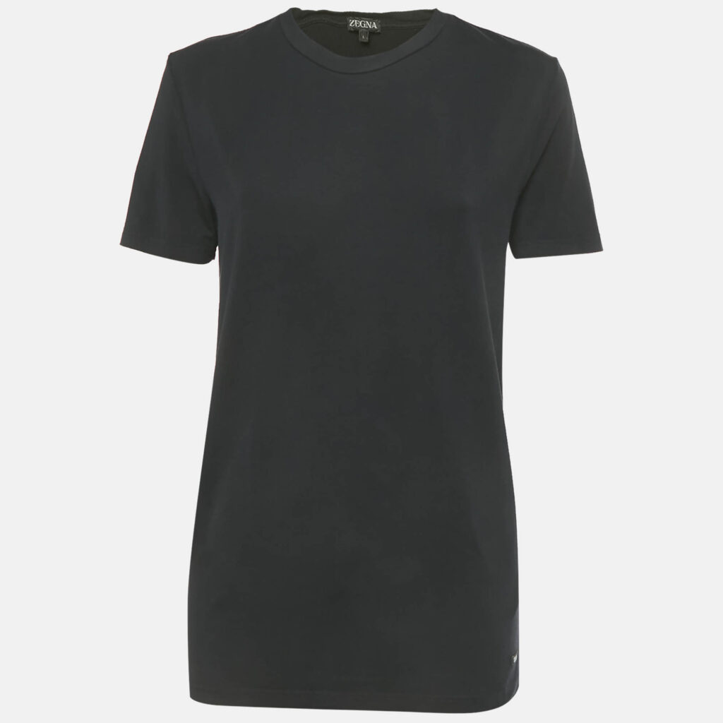 Zegna Black Jersey Crewneck T-Shirt L Zegna Black Jersey Crewneck T-Shirt L
