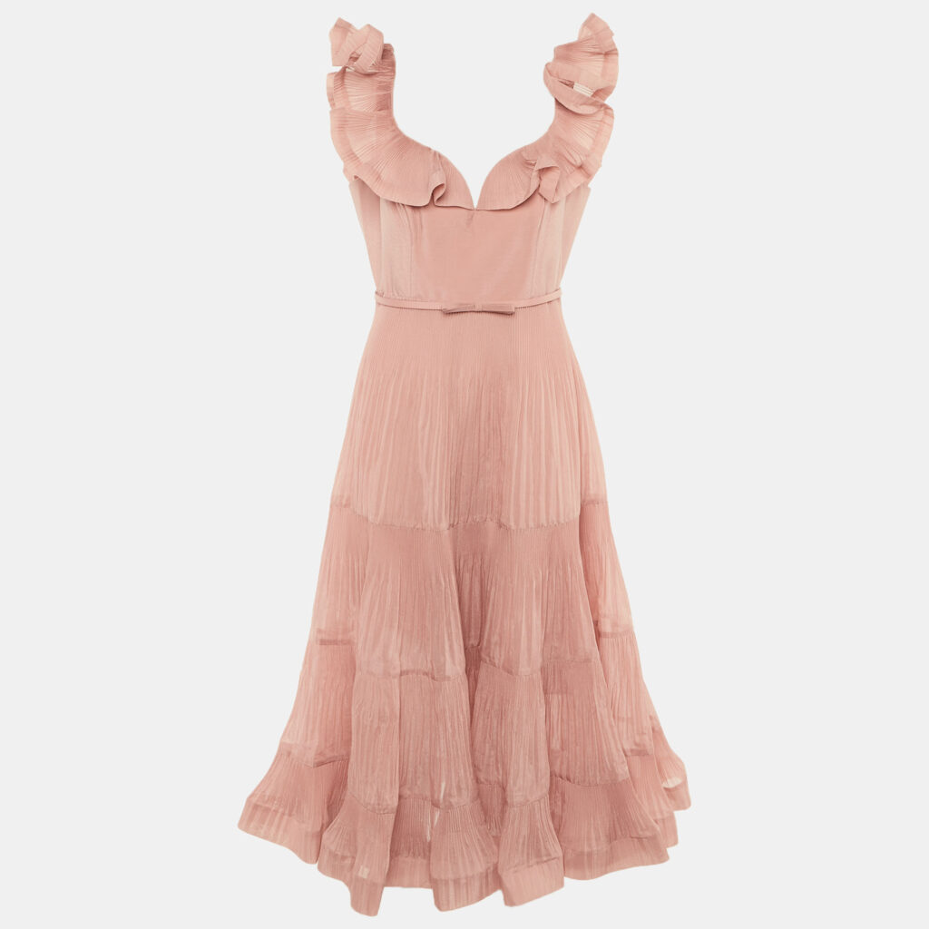 luxury-women-zimmermann-new-clothes-p1244802-003.jpg ZIMMERMANN Pink Crepe Pleated Frill Midi Dress L