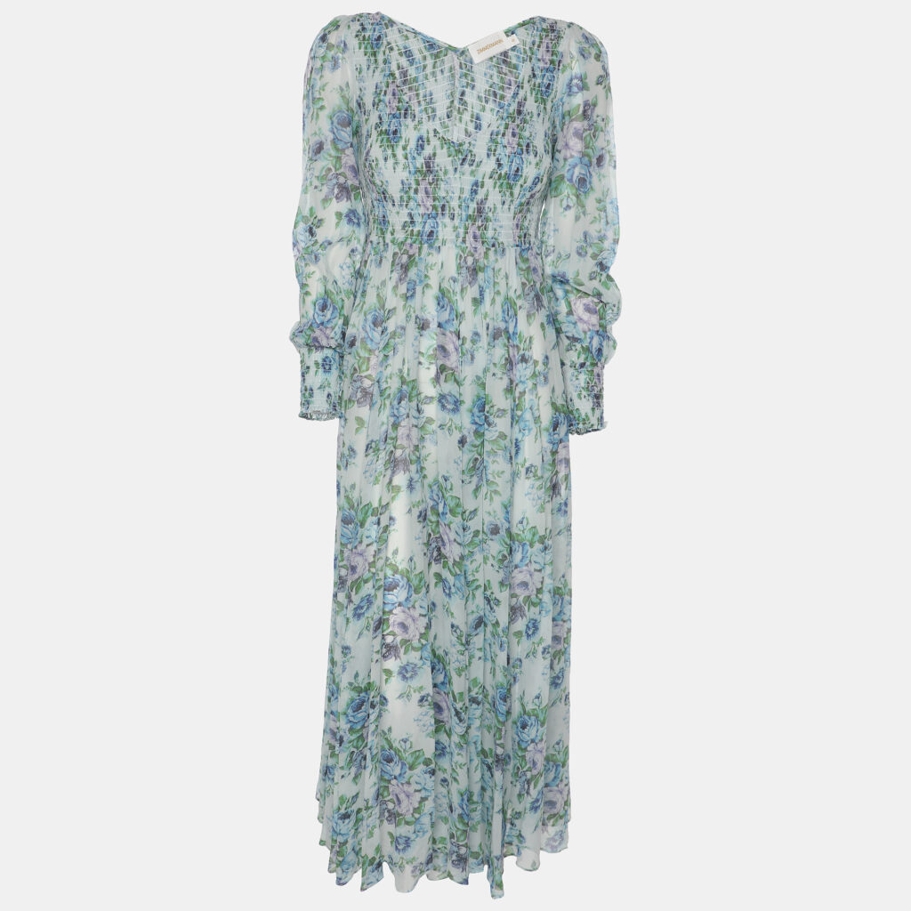 luxury-women-zimmermann-used-clothes-p1121613-006-1.jpg Zimmermann Multicolor Floral Print Silk Shirred Dress XS