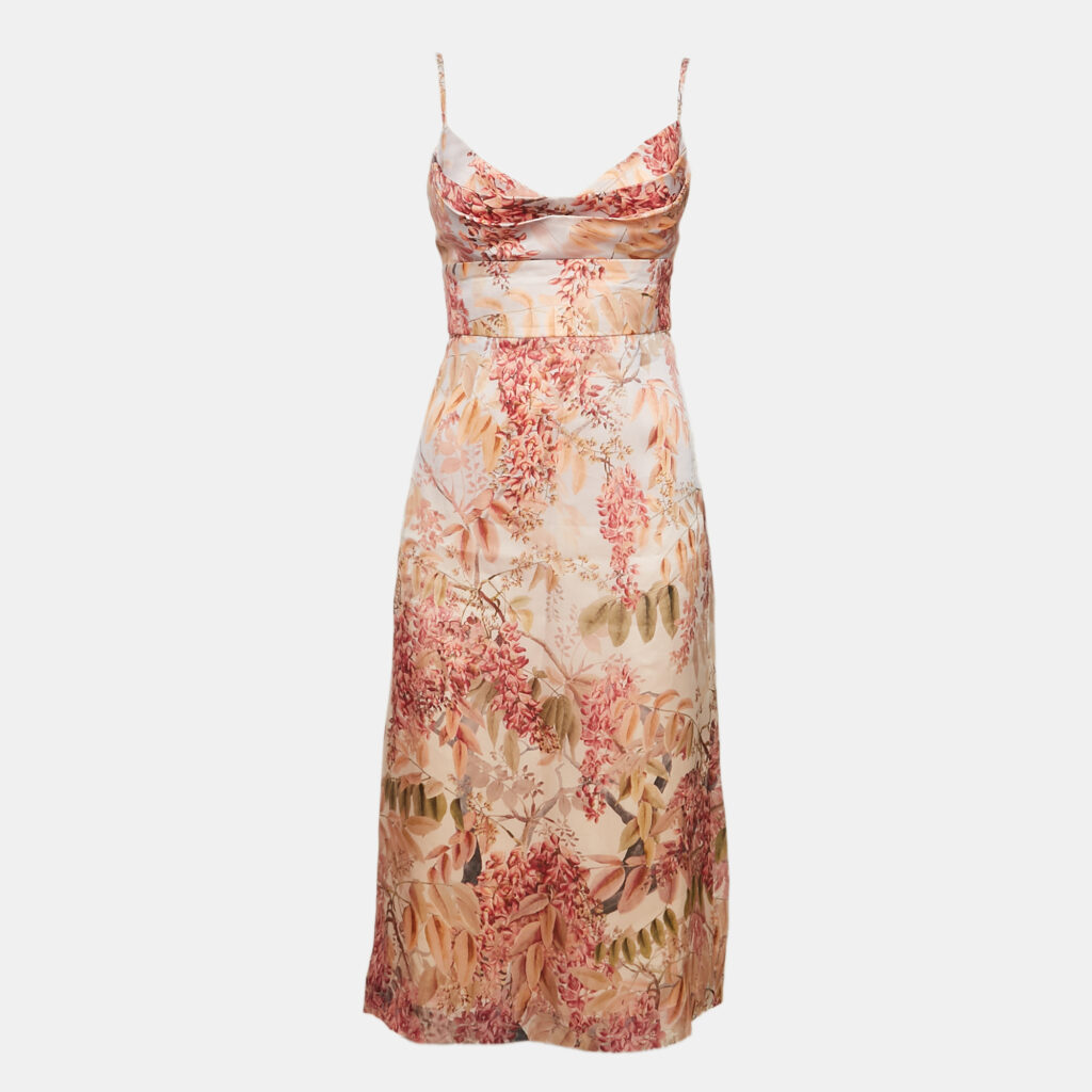 Zimmermann Pink Floral Print Organza Silk Midi Dress M Zimmermann Pink Floral Print Organza Silk Midi Dress M