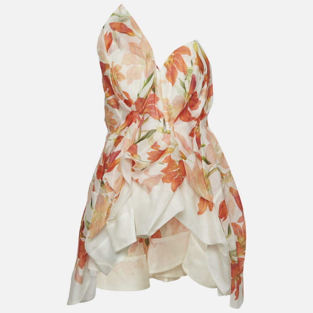 Zimmermann Orange Floral Print Linen Blend Tranquillity Draped Top M Zimmermann Orange Floral Print Linen Blend Tranquillity Draped Top M