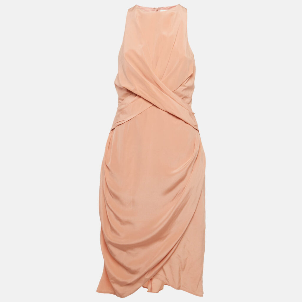 Zimmermann Pink Silk Drape Detail Midi Dress M Zimmermann Pink Silk Drape Detail Midi Dress M
