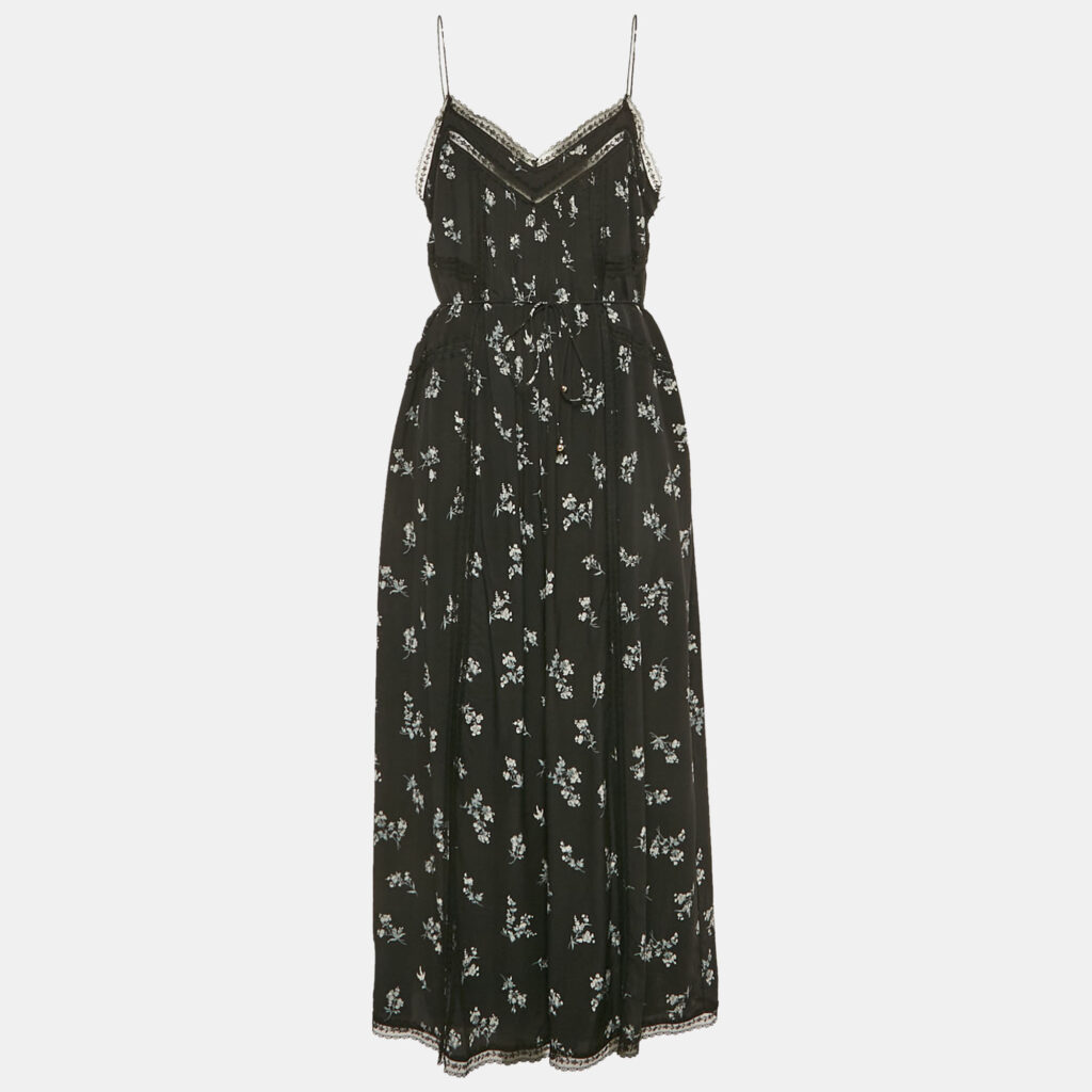 Zimmermann Black Floral Print Silk Lace Trim Jumpsuit M Zimmermann Black Floral Print Silk Lace Trim Jumpsuit M