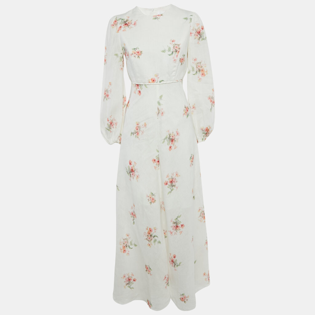 Zimmermann White Floral Print Linen Maxi Dress M Zimmermann White Floral Print Linen Maxi Dress M