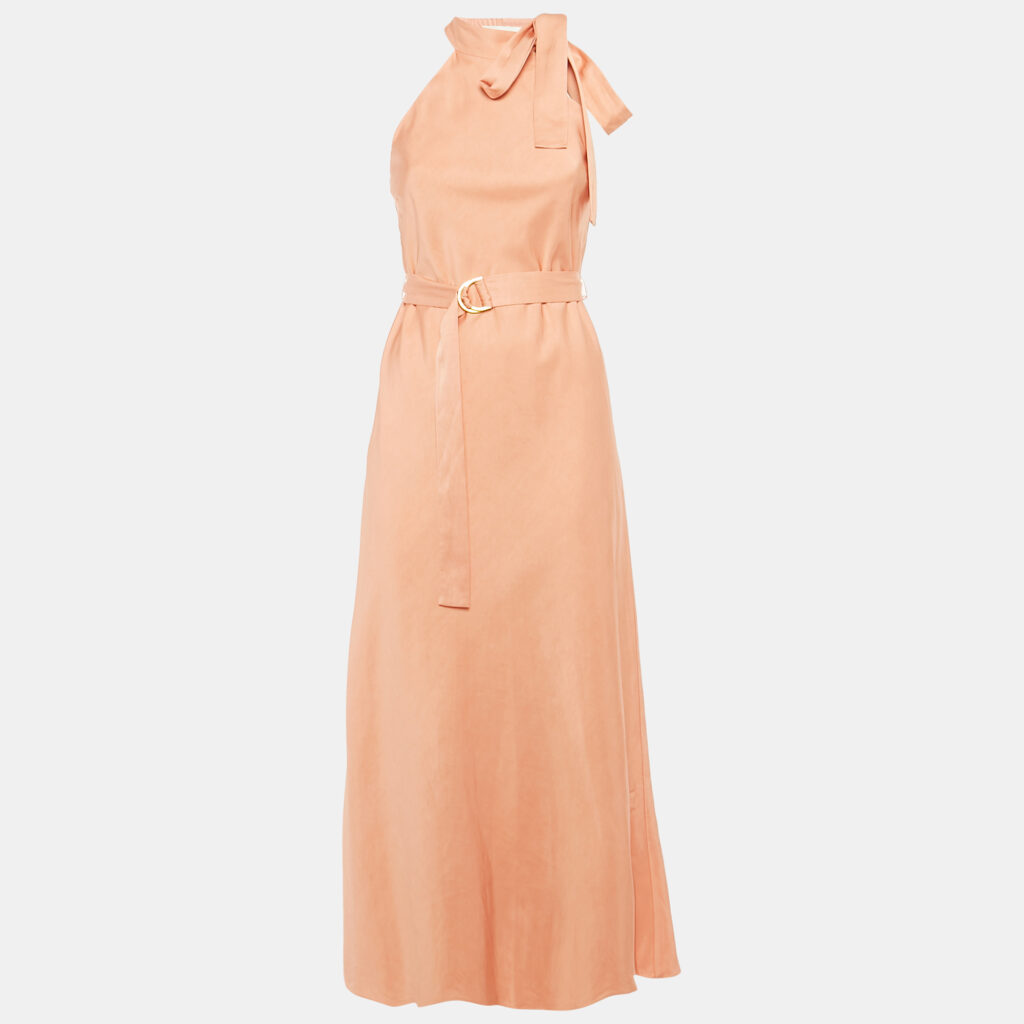 Zimmermann Peach Dupion Neck Tie Detail Midi Dress S Zimmermann Peach Dupion Neck Tie Detail Midi Dress S