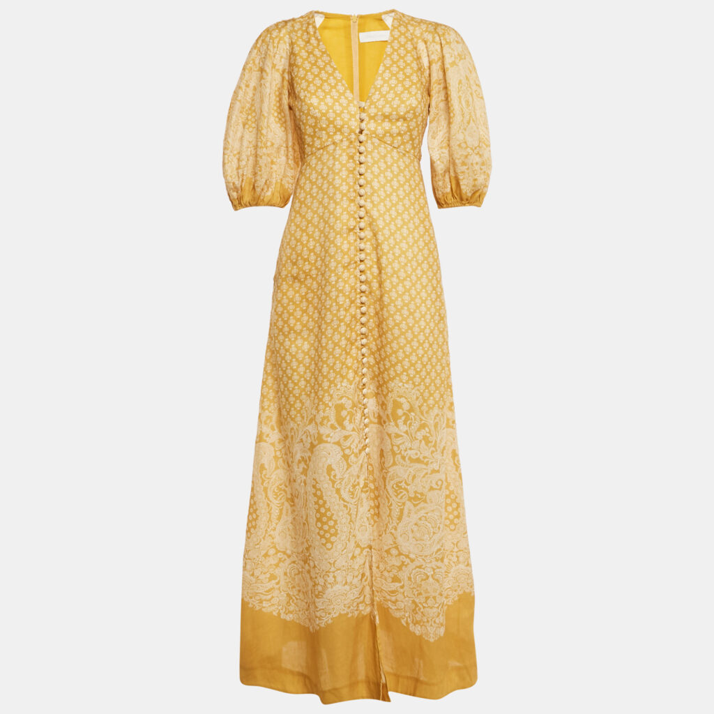 luxury-women-zimmermann-used-clothes-p1216760-002-1.jpg Zimmermann Yellow Paisley Print Linen Maxi Dress S