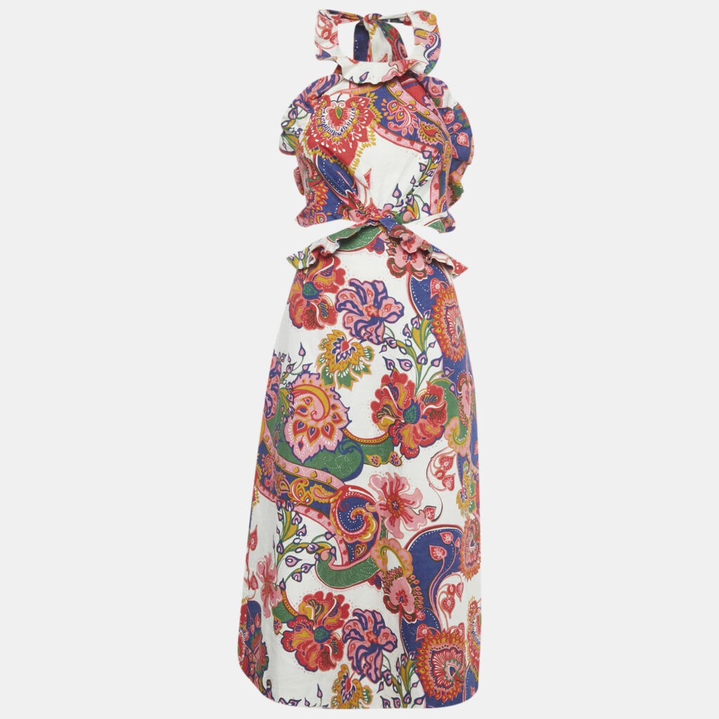 Zimmermann Multicolor Printed Linen Lovestruck Ruffled Dress M Zimmermann Multicolor Printed Linen Lovestruck Ruffled Dress M