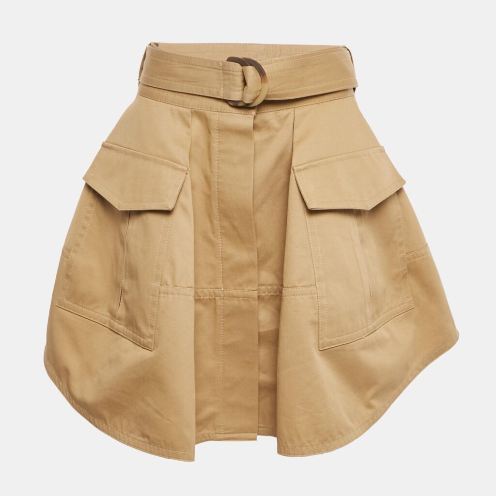 Zimmermann Khaki Gabardine Pleated Mini Skirt L Zimmermann Khaki Gabardine Pleated Mini Skirt L