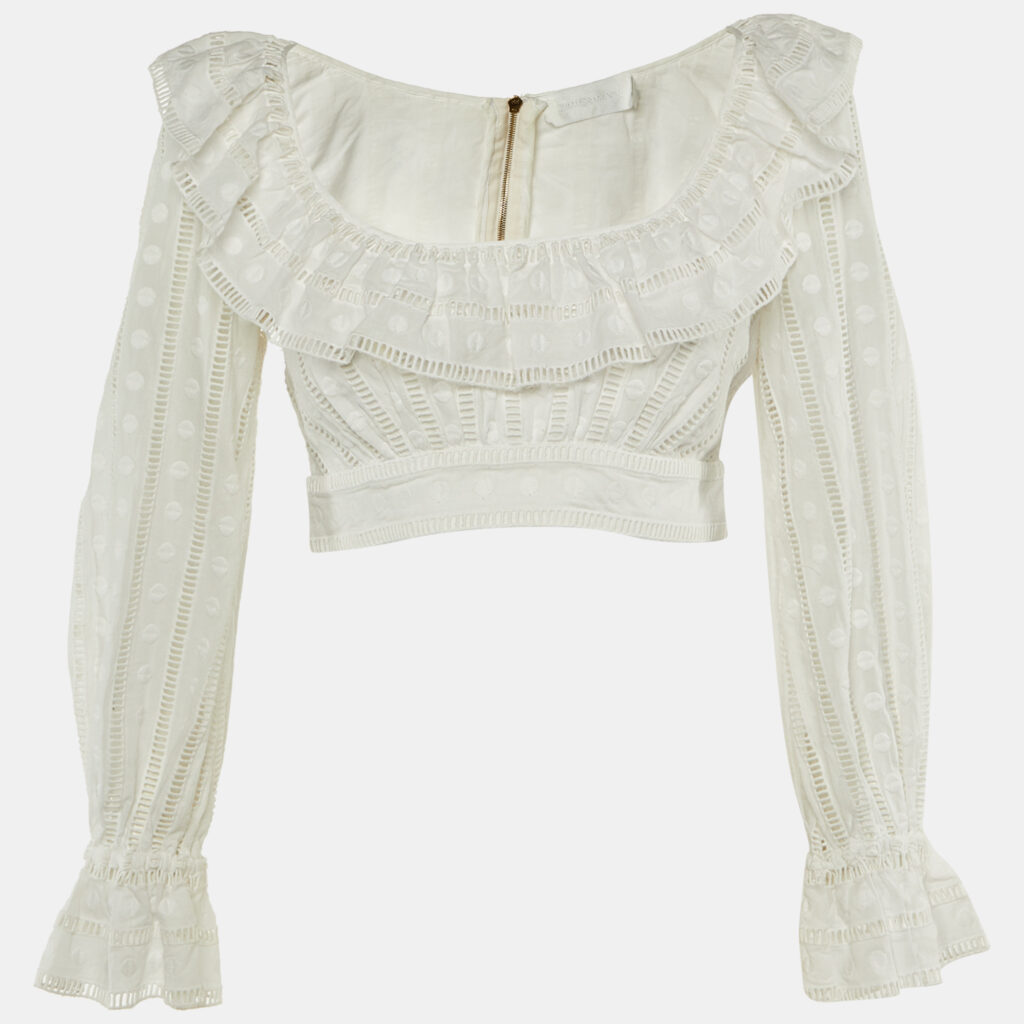 Zimmermann Ivory Broderie Anglaise Cotton Melody Ladder Crop Top M Zimmermann Ivory Broderie Anglaise Cotton Melody Ladder Crop Top M