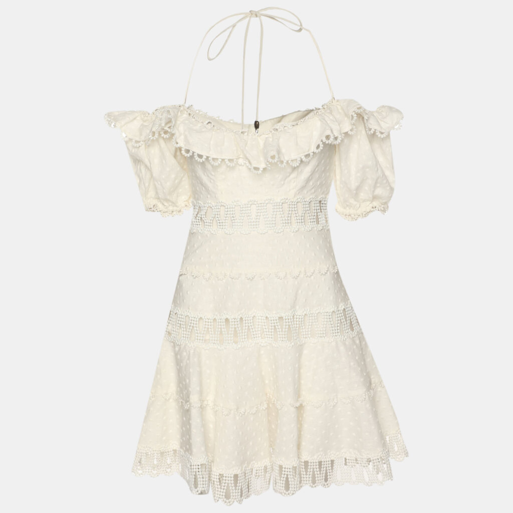 luxury-women-zimmermann-used-clothes-p1229733-002.jpg Zimmermann White Linen Blend Paneled Melody Off Shoulder Mini Dress XS