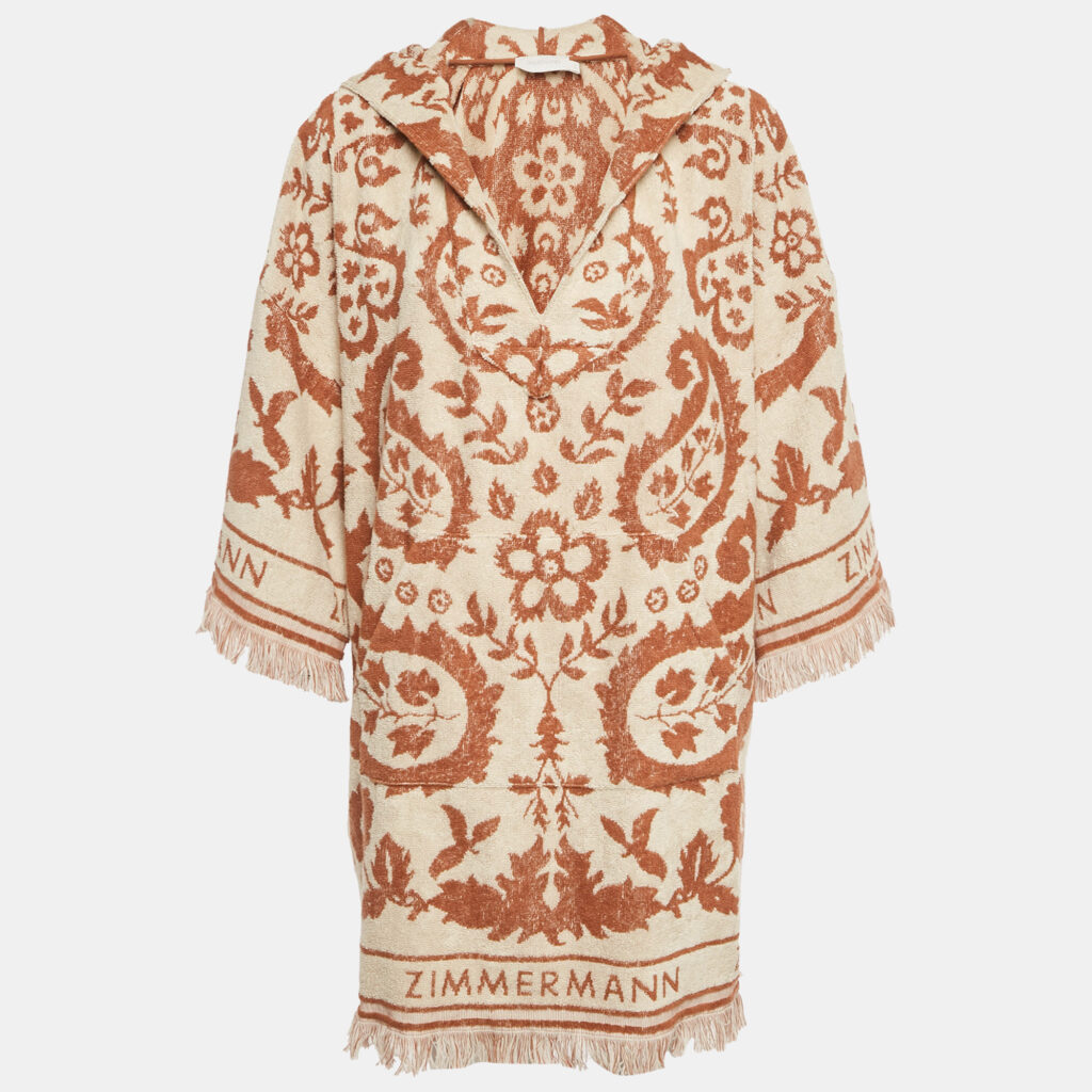 Zimmermann Brown Terry Wylie Hooded Toweling Dress L Zimmermann Brown Terry Wylie Hooded Toweling Dress L