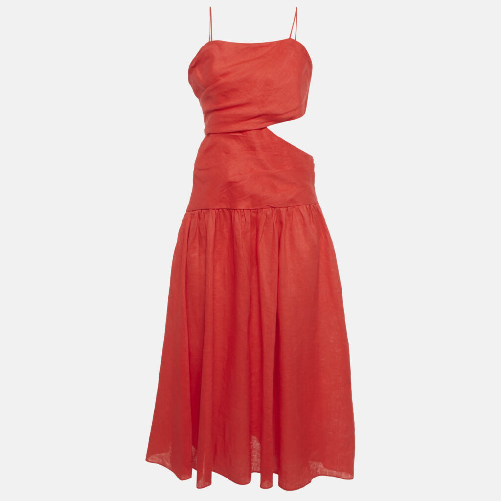 luxury-women-zimmermann-used-clothes-p1248940-006.jpg Zimmermann Red Linen Cut Out Midi Dress L