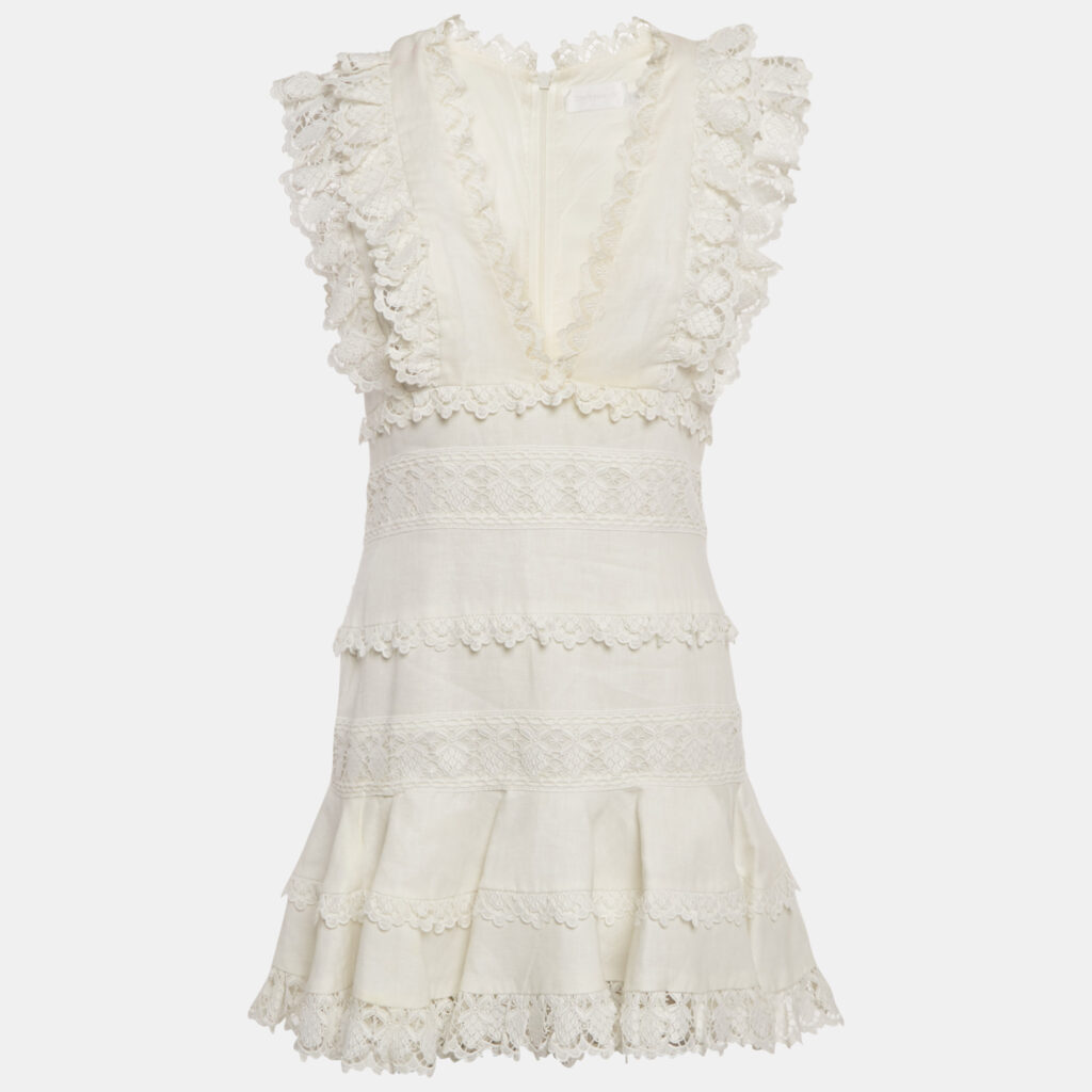 Zimmermann White Linen Wayfarer Flutter Dress M Zimmermann White Linen Wayfarer Flutter Dress M
