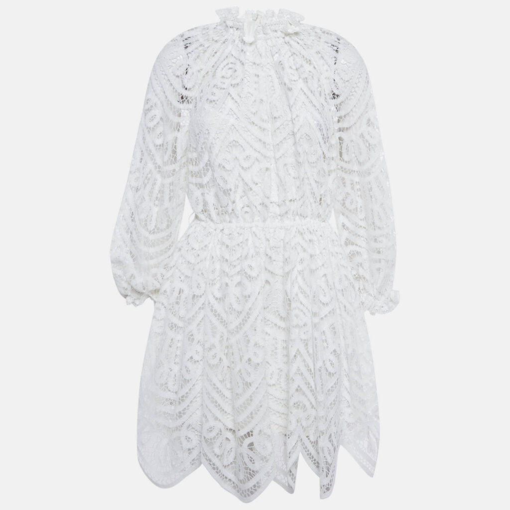 Zimmermann White Battenburg Lace Bonita Mini Dress M Zimmermann White Battenburg Lace Bonita Mini Dress M