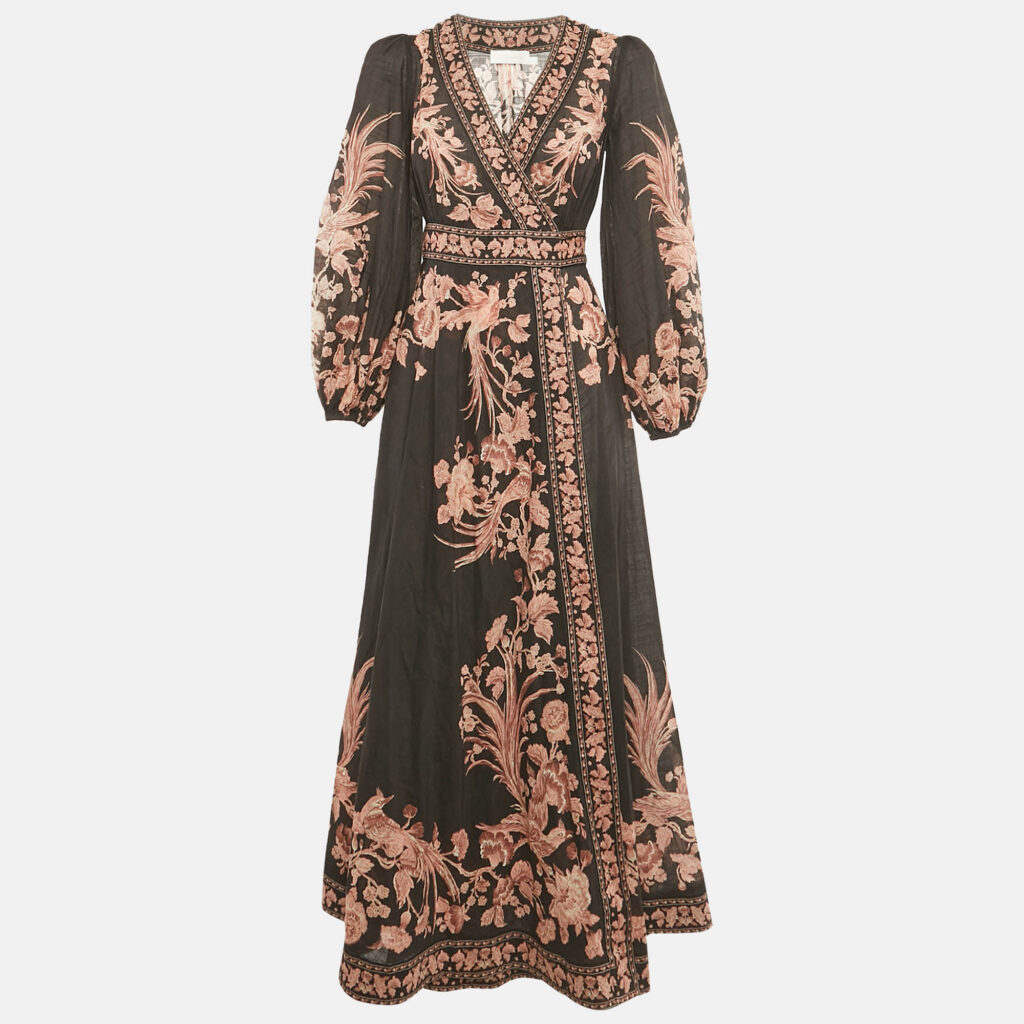 Zimmermann Floral Print Cotton Wrap Midi Dress S Zimmermann Floral Print Cotton Wrap Midi Dress S