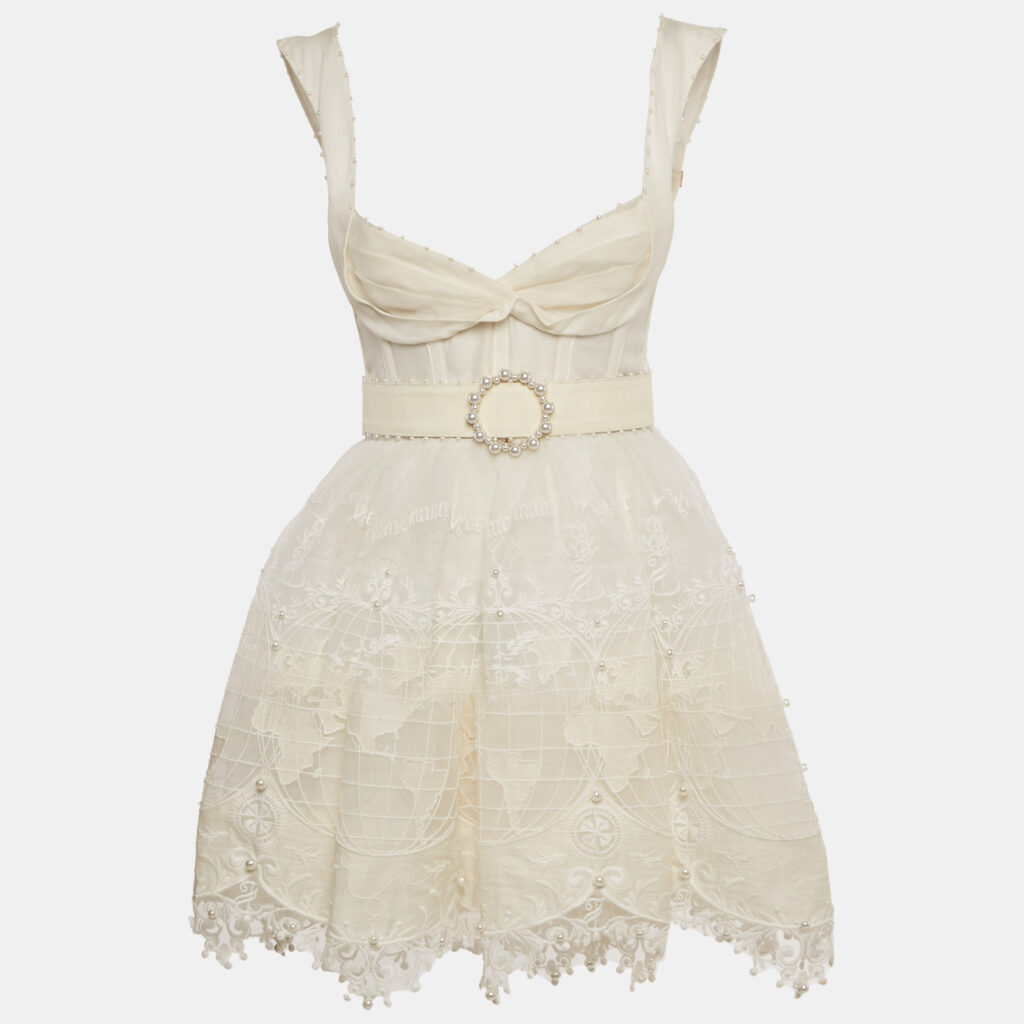 Zimmermann White High Tide Embroidered Linen Mini Dress XS Zimmermann White High Tide Embroidered Linen Mini Dress XS